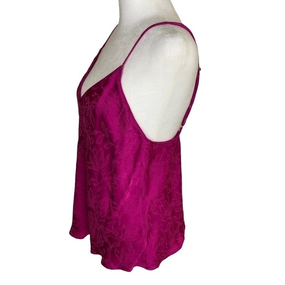 Victoria’s Secret Fuchsia Satin Jacquard Camisole Open Back Detail Size L - Picture 4 of 12